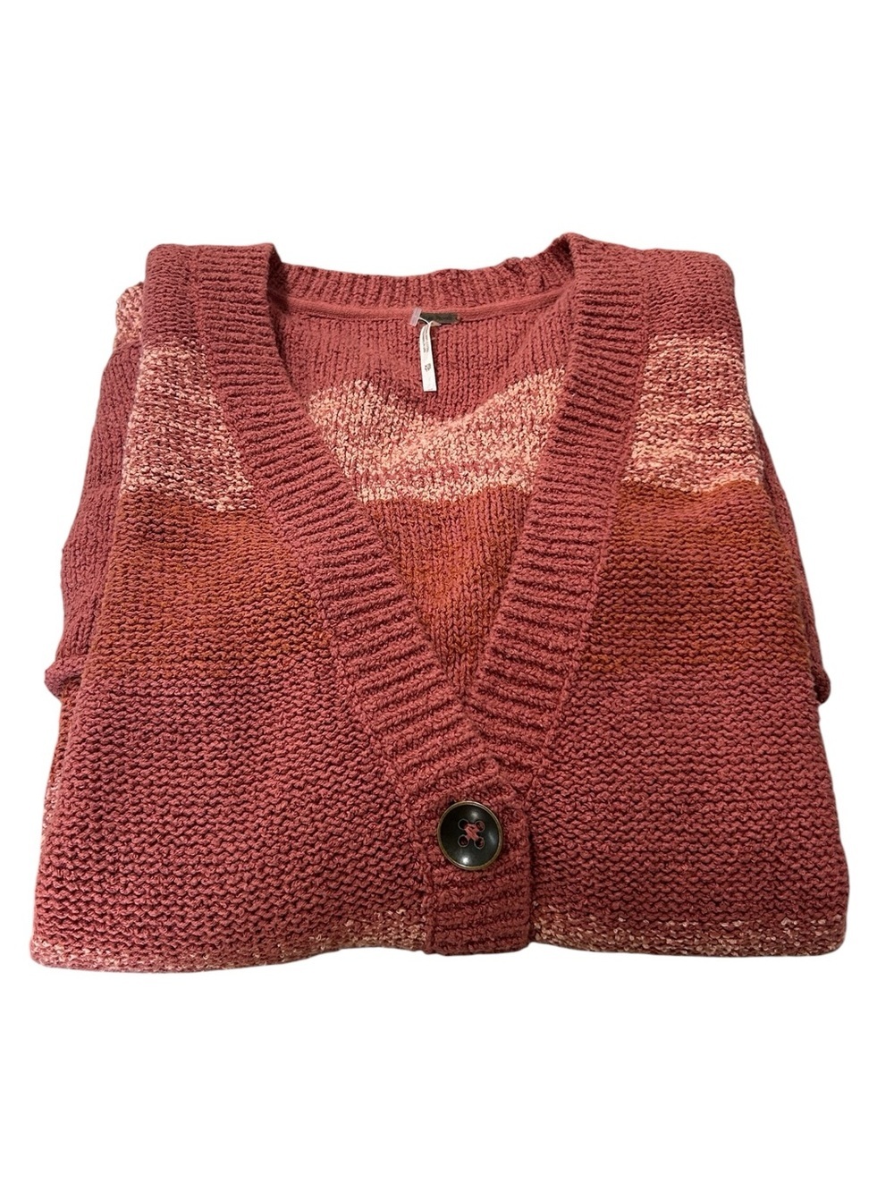 Free People Southport Beach Cardigan Chunky Knit Oversized In Blushes Combo XS - Picture 9 of 14
